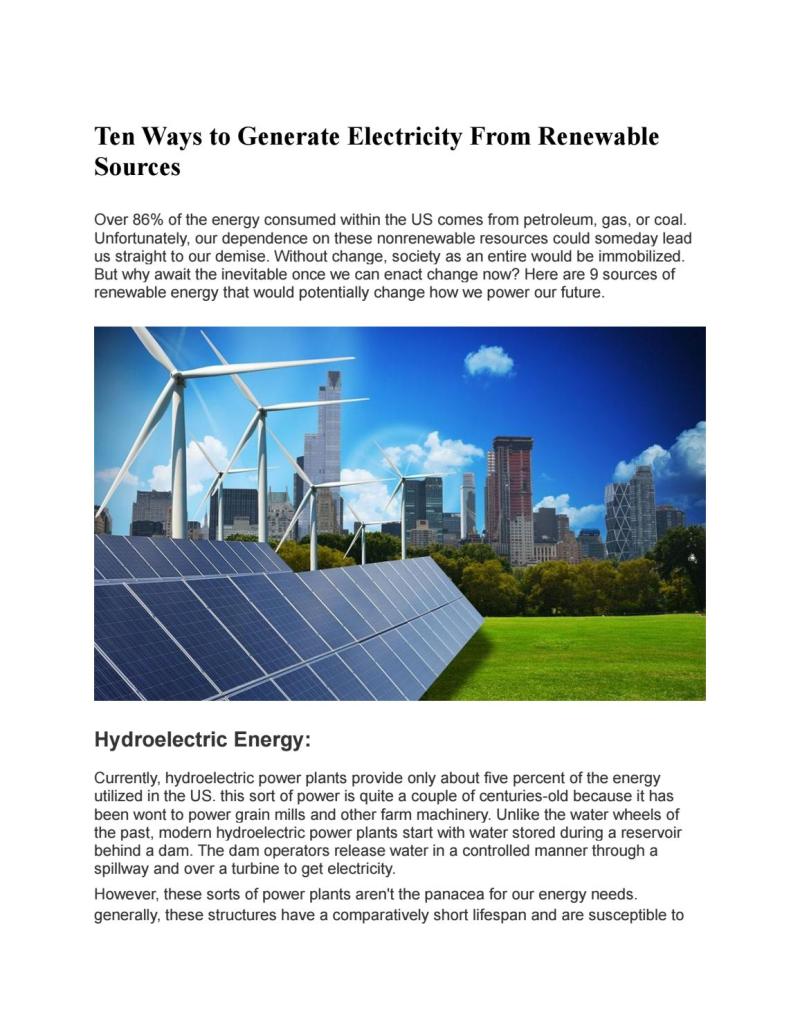 Generate Renewable Energy